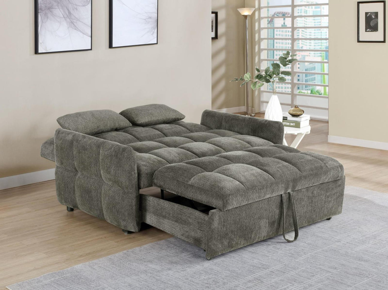 Cotswold Tufted Cushion Sleeper Sofa Bed Brown from Coaster - Luna Furniture