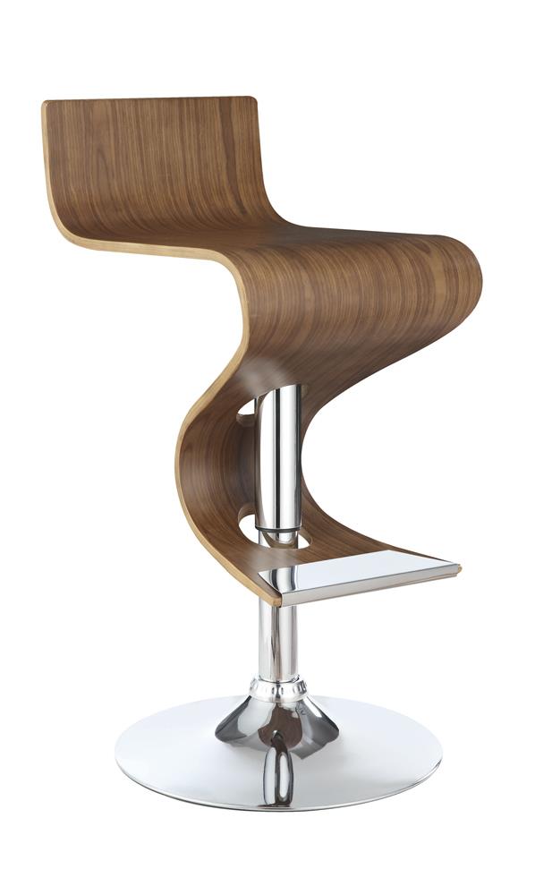 Covina Walnut/Chrome Adjustable Bar Stool from Coaster - Luna Furniture