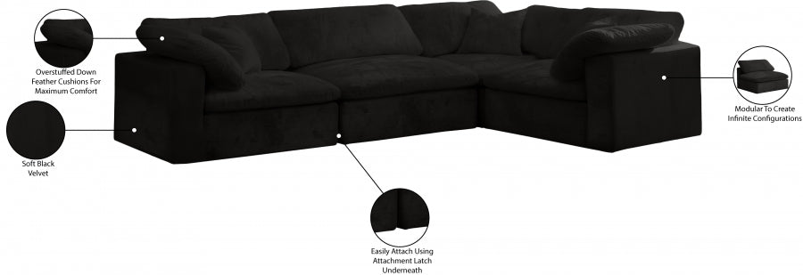 Cozy Velvet Comfort Modular Sectional Black from Meridian - Luna Furniture