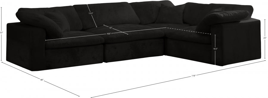 Cozy Velvet Comfort Modular Sectional Black from Meridian - Luna Furniture