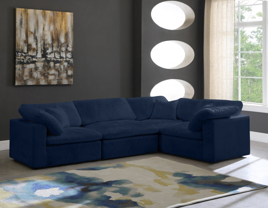 Cozy Velvet Comfort Modular Sectional Blue from Meridian - Luna Furniture