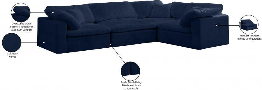 Cozy Velvet Comfort Modular Sectional Blue from Meridian - Luna Furniture