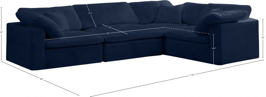 Cozy Velvet Comfort Modular Sectional Blue from Meridian - Luna Furniture