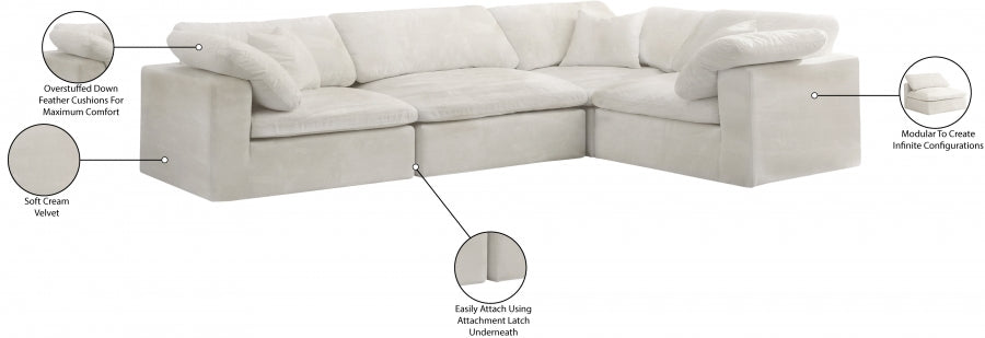 Cozy Velvet Comfort Modular Sectional Cream from Meridian - Luna Furniture