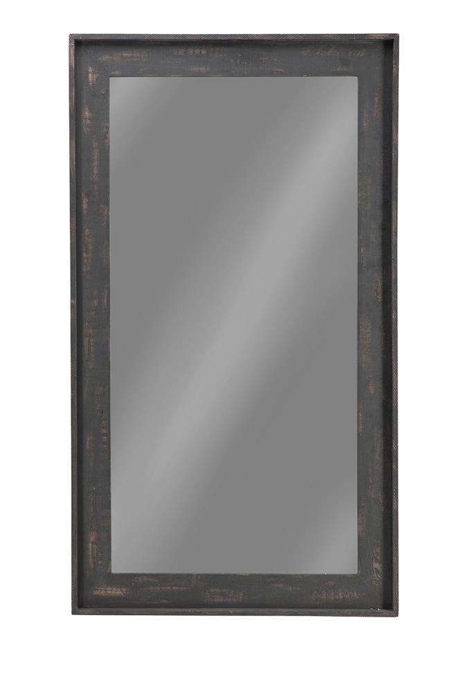 Cragen Brown Rectangle Bold Contoured Frame Floor Mirror from Coaster - Luna Furniture