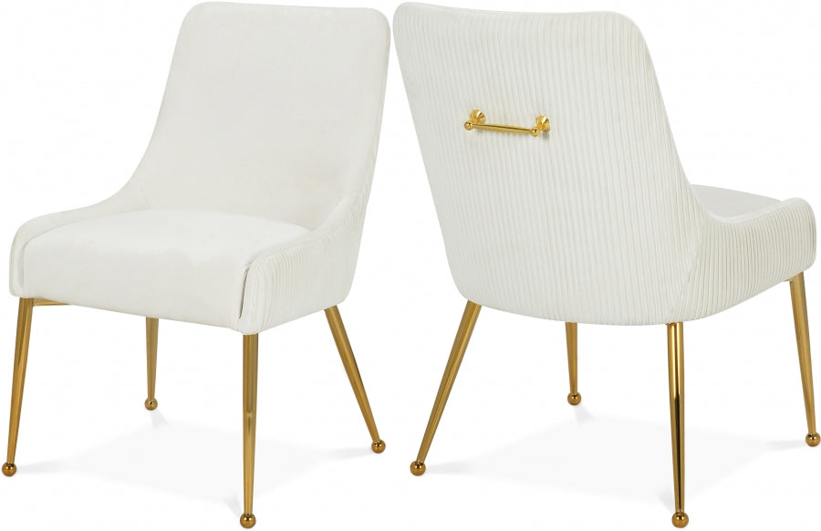 Ace Cream Velvet Dining Chair, Set of 2 from Meridian - Luna Furniture