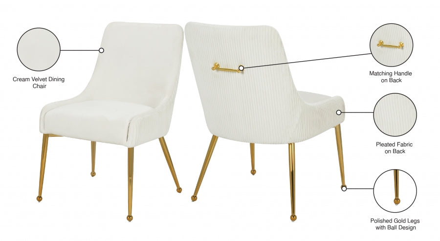 Ace Cream Velvet Dining Chair, Set of 2 from Meridian - Luna Furniture