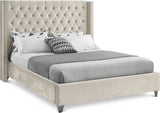 Aiden Cream Velvet King Bed from Meridian - Luna Furniture