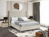 Aiden Cream Velvet King Bed from Meridian - Luna Furniture