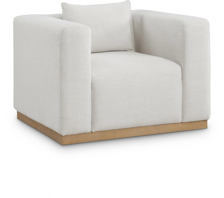 Cream Alfie Linen Textured Fabic Living Room Chair from Meridian - Luna Furniture