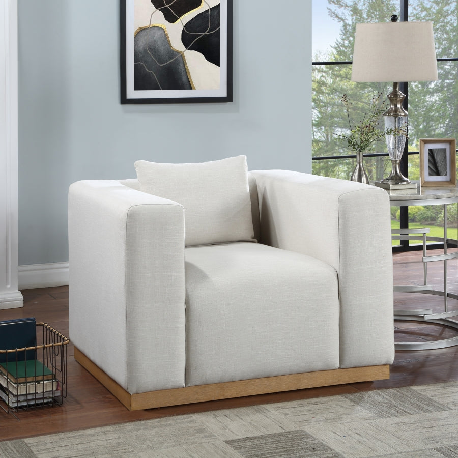 Cream Alfie Linen Textured Fabic Living Room Chair from Meridian - Luna Furniture