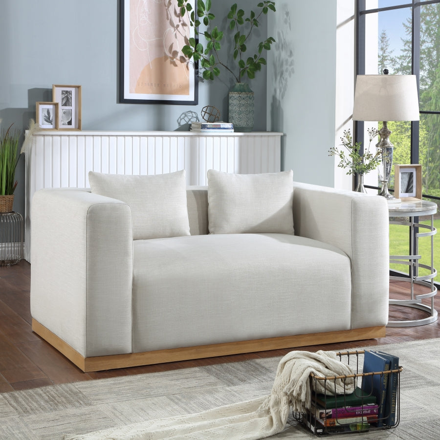 Cream Alfie Linen Textured Fabic Loveseat from Meridian - Luna Furniture