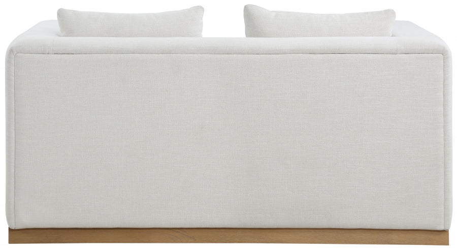 Cream Alfie Linen Textured Fabic Loveseat from Meridian - Luna Furniture