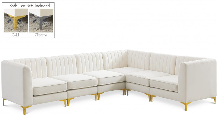 Alina Cream Velvet Modular Sectional from Meridian - Luna Furniture