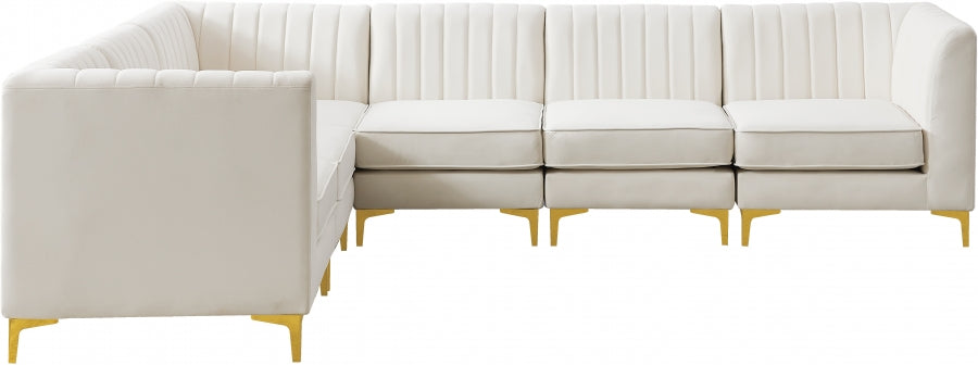 Alina Cream Velvet Modular Sectional from Meridian - Luna Furniture