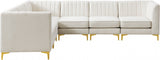 Alina Cream Velvet Modular Sectional from Meridian - Luna Furniture