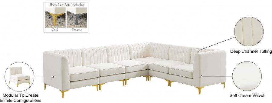 Alina Cream Velvet Modular Sectional from Meridian - Luna Furniture