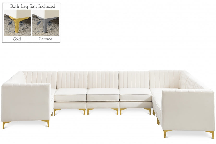 Alina Cream Velvet Modular Sectional from Meridian - Luna Furniture