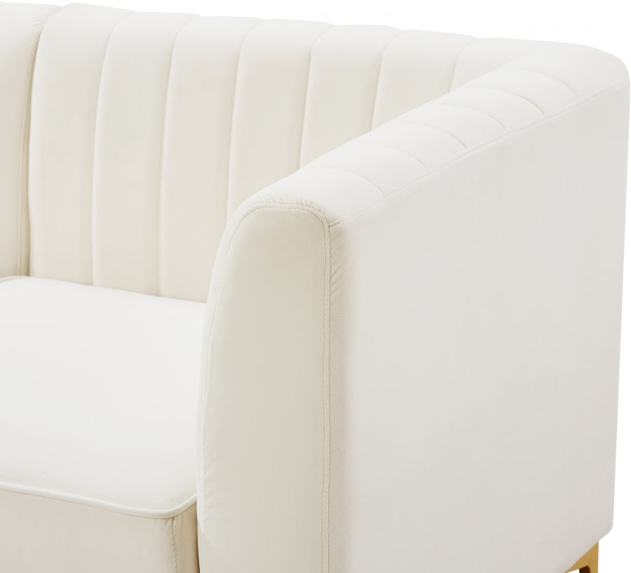 Alina Cream Velvet Modular Sectional from Meridian - Luna Furniture