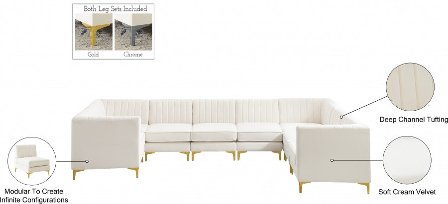 Alina Cream Velvet Modular Sectional from Meridian - Luna Furniture