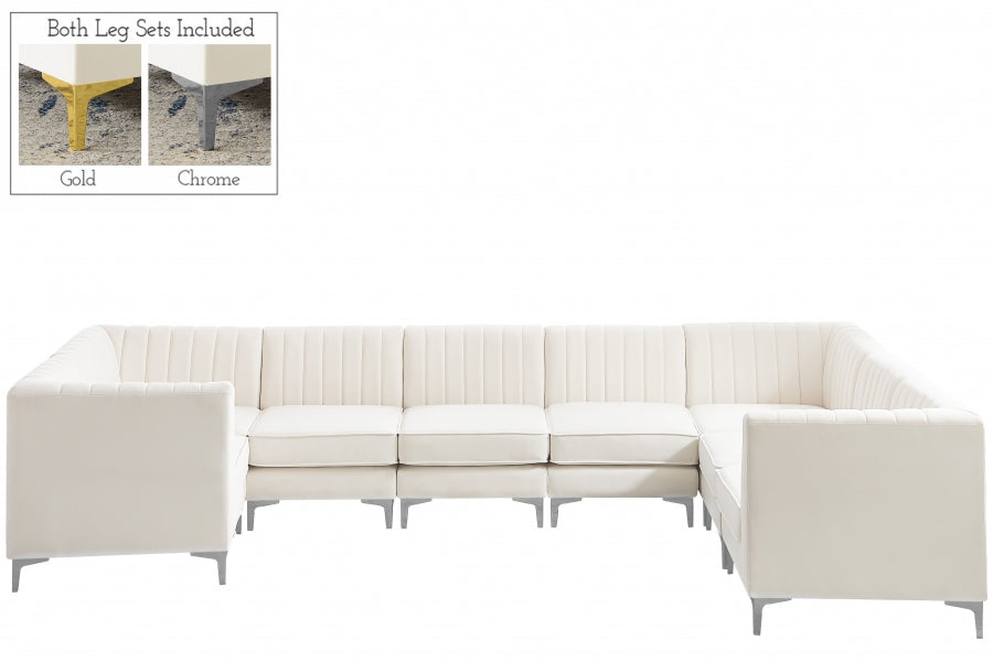 Alina Cream Velvet Modular Sectional from Meridian - Luna Furniture