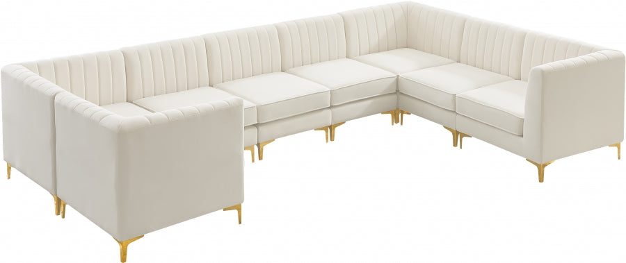 Alina Cream Velvet Modular Sectional from Meridian - Luna Furniture