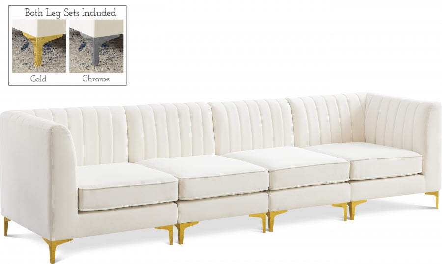 Alina Cream Velvet Modular Sofa from Meridian - Luna Furniture