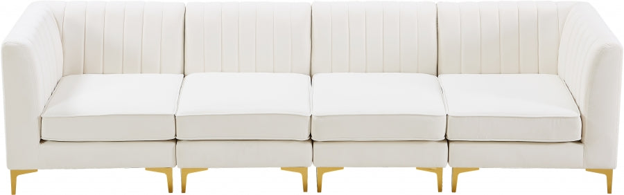 Alina Cream Velvet Modular Sofa from Meridian - Luna Furniture