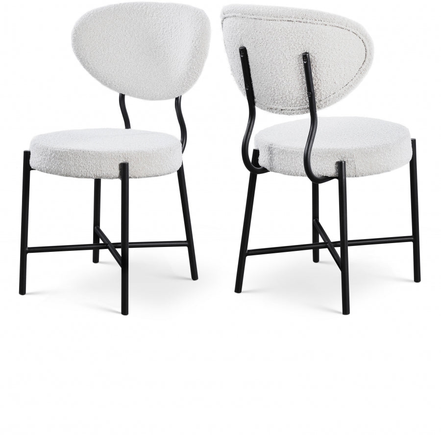 Allure Cream Boucle Fabric Dining Chair, Set of 2 from Meridian - Luna Furniture