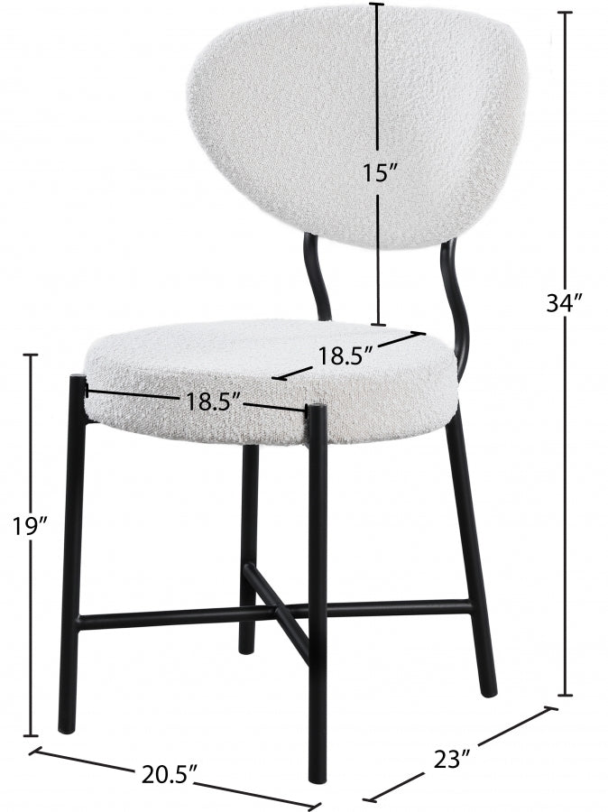 Allure Cream Boucle Fabric Dining Chair, Set of 2 from Meridian - Luna Furniture