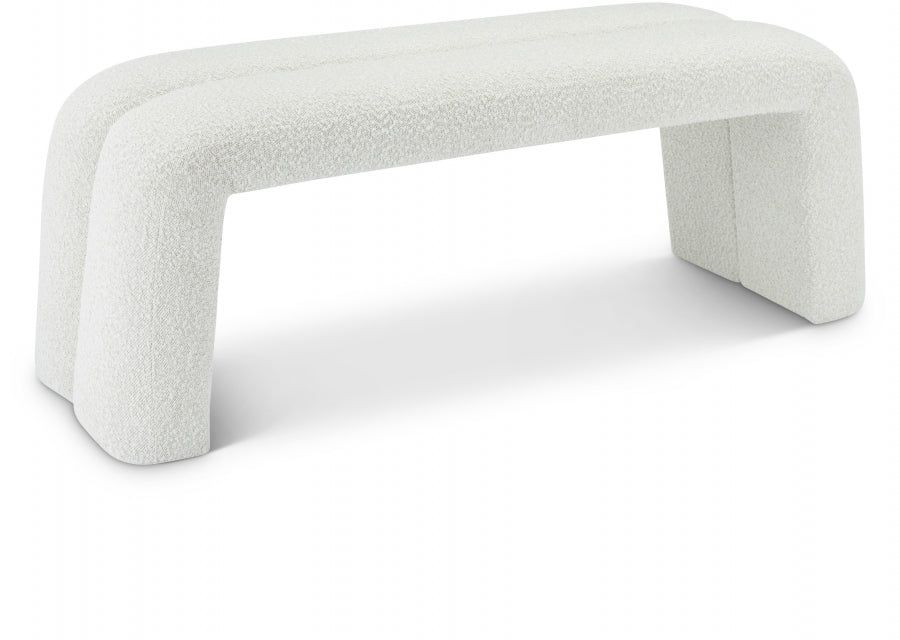 Arc Cream Boucle Fabric Bench from Meridian - Luna Furniture