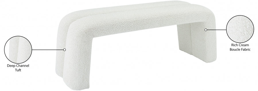 Arc Cream Boucle Fabric Bench from Meridian - Luna Furniture