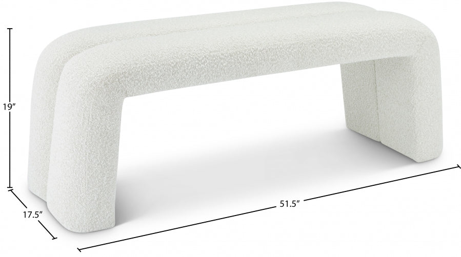 Arc Cream Boucle Fabric Bench from Meridian - Luna Furniture