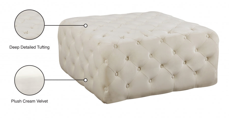 Ariel Cream Velvet Ottoman | Bench from Meridian - Luna Furniture