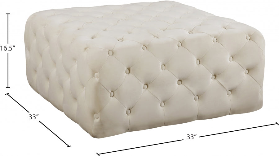 Ariel Cream Velvet Ottoman | Bench from Meridian - Luna Furniture