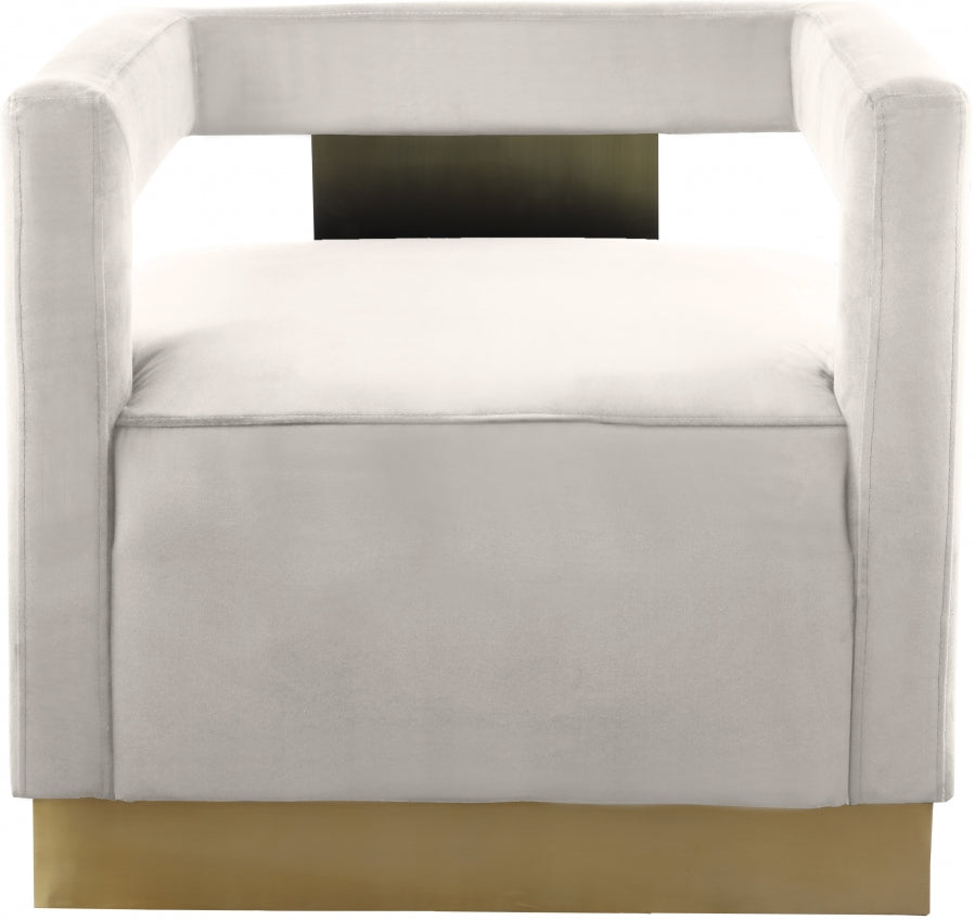 Armani Cream Velvet Accent Chair from Meridian - Luna Furniture