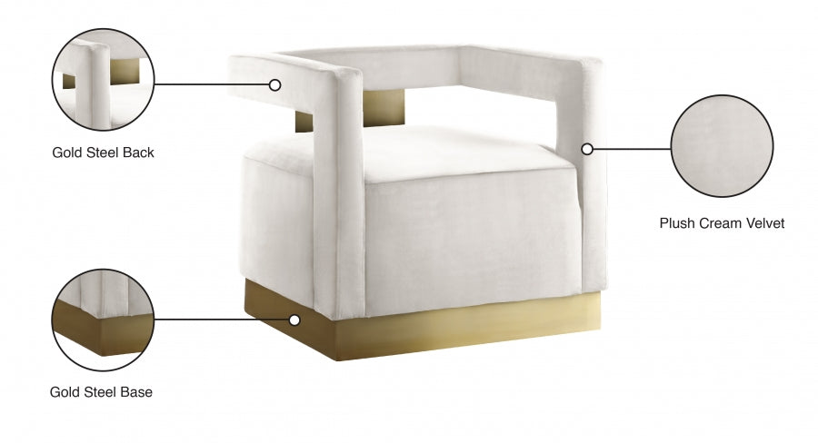 Armani Cream Velvet Accent Chair from Meridian - Luna Furniture