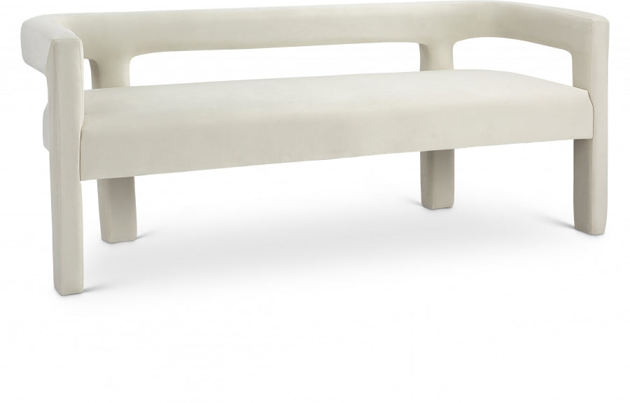 Athena Cream Velvet Bench from Meridian - Luna Furniture