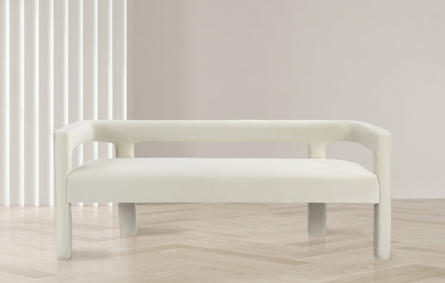 Athena Cream Velvet Bench from Meridian - Luna Furniture