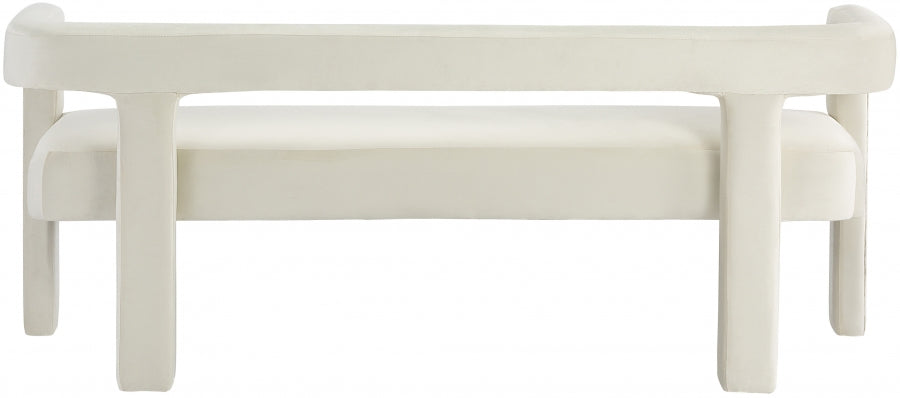 Athena Cream Velvet Bench from Meridian - Luna Furniture