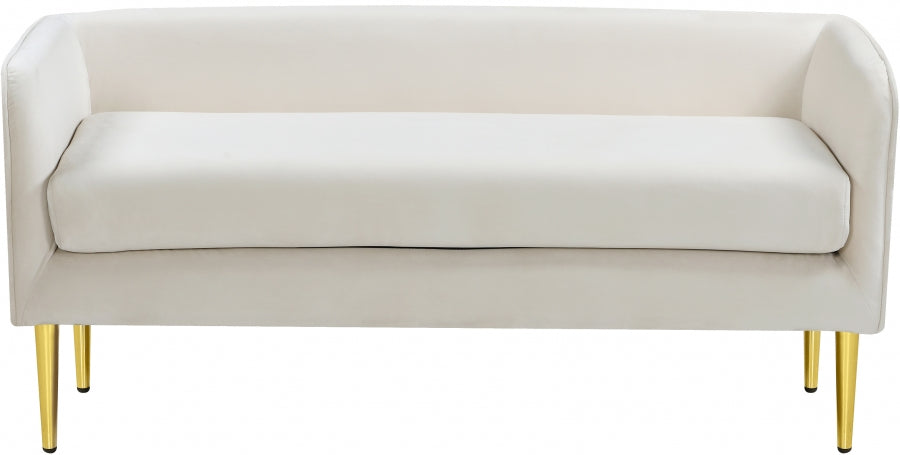 Audrey Cream Velvet Bench from Meridian - Luna Furniture