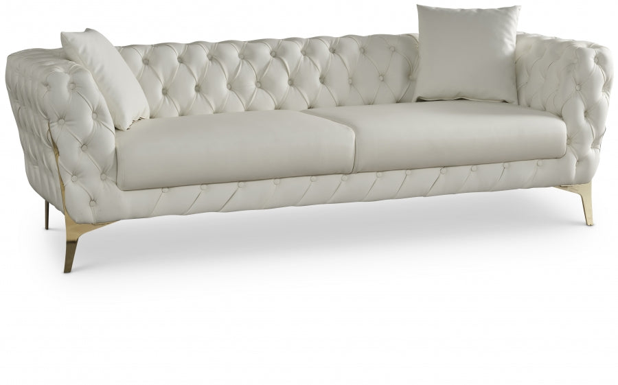 Aurora Cream Faux Leather Sofa from Meridian - Luna Furniture