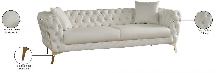 Aurora Cream Faux Leather Sofa from Meridian - Luna Furniture