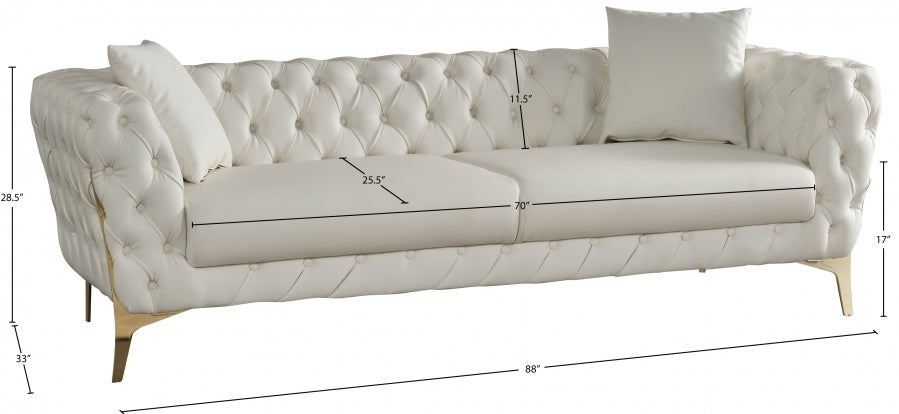 Aurora Cream Faux Leather Sofa from Meridian - Luna Furniture