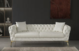 Aurora Cream Faux Leather Sofa from Meridian - Luna Furniture