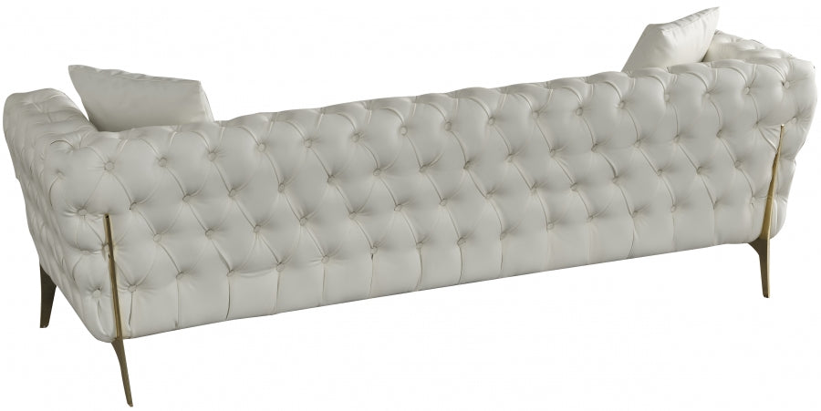 Aurora Cream Faux Leather Sofa from Meridian - Luna Furniture