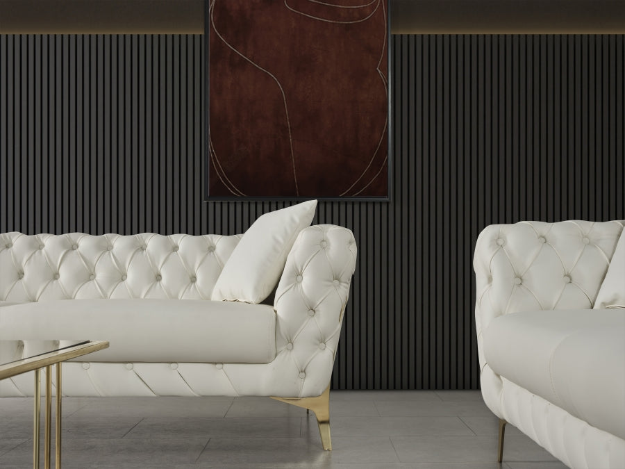 Aurora Cream Faux Leather Sofa from Meridian - Luna Furniture