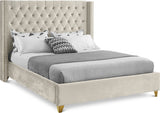 Barolo Cream Velvet Full Bed from Meridian - Luna Furniture