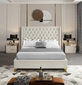 Barolo Cream Velvet Full Bed from Meridian - Luna Furniture