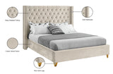 Barolo Cream Velvet Full Bed from Meridian - Luna Furniture